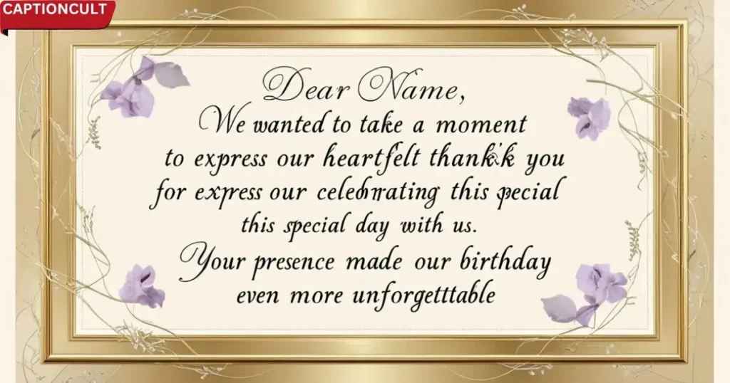 More Formal Thank You Message for Attending Birthday: